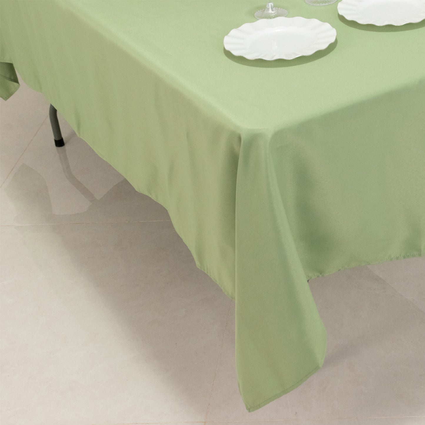 60"x102" Sage Green Premium Polyester Rectangular Tablecloth - 220GSM