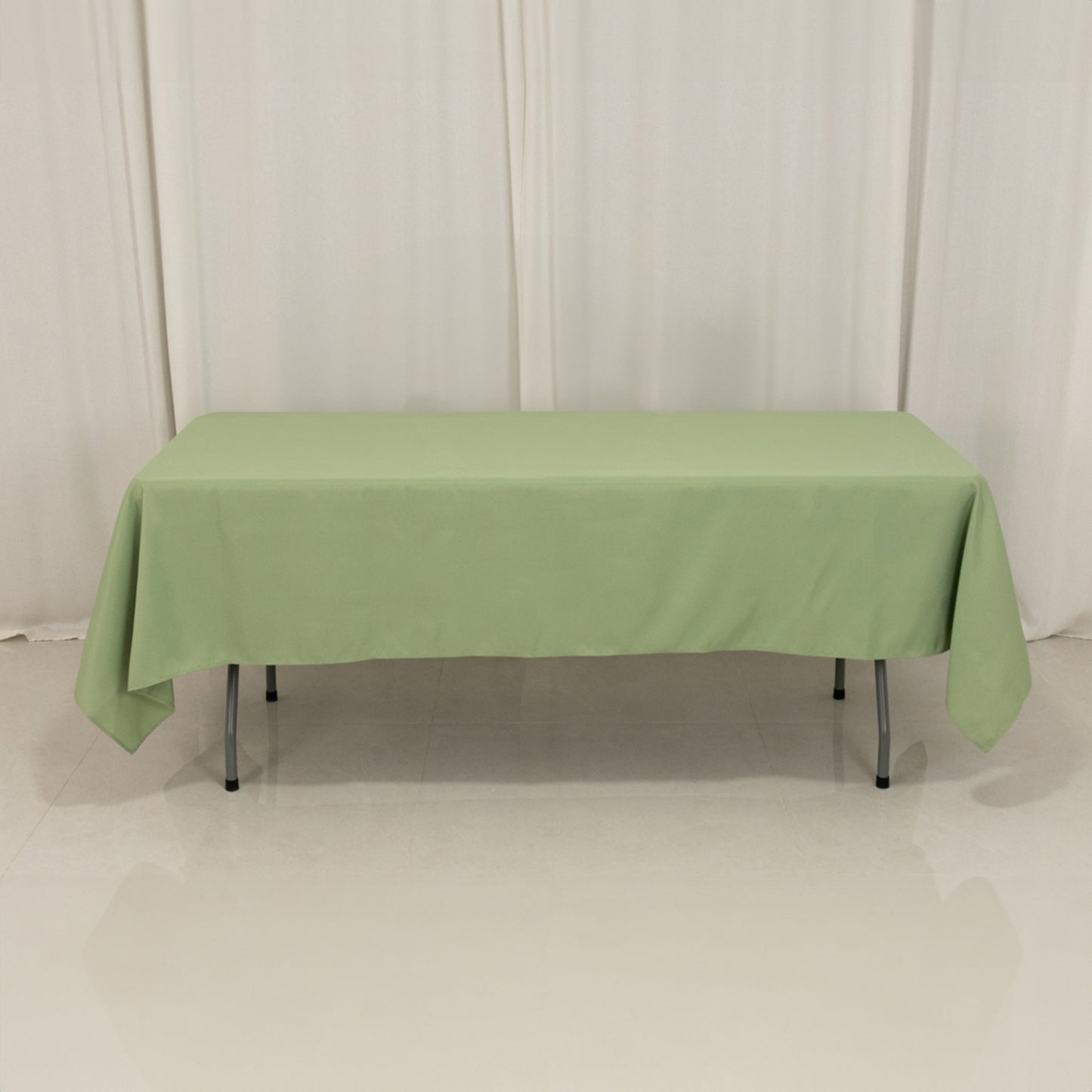 60"x102" Sage Green Premium Polyester Rectangular Tablecloth - 220GSM