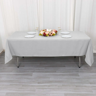 Silver Premium Polyester Rectangular Tablecloth 60"x102"