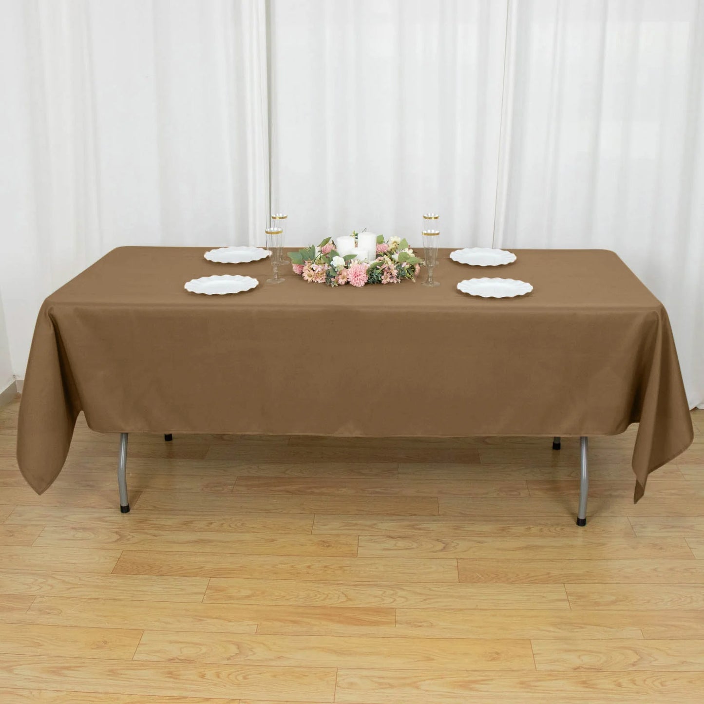 60"x102" Taupe Polyester Rectangular Tablecloth