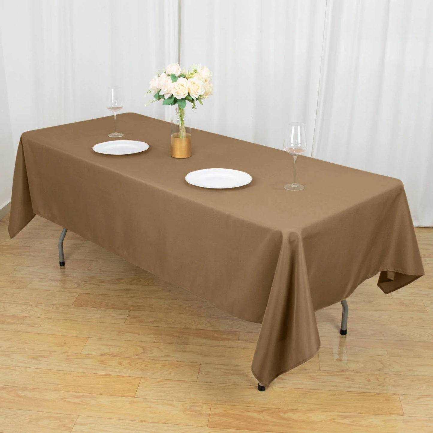 60"x102" Taupe Polyester Rectangular Tablecloth