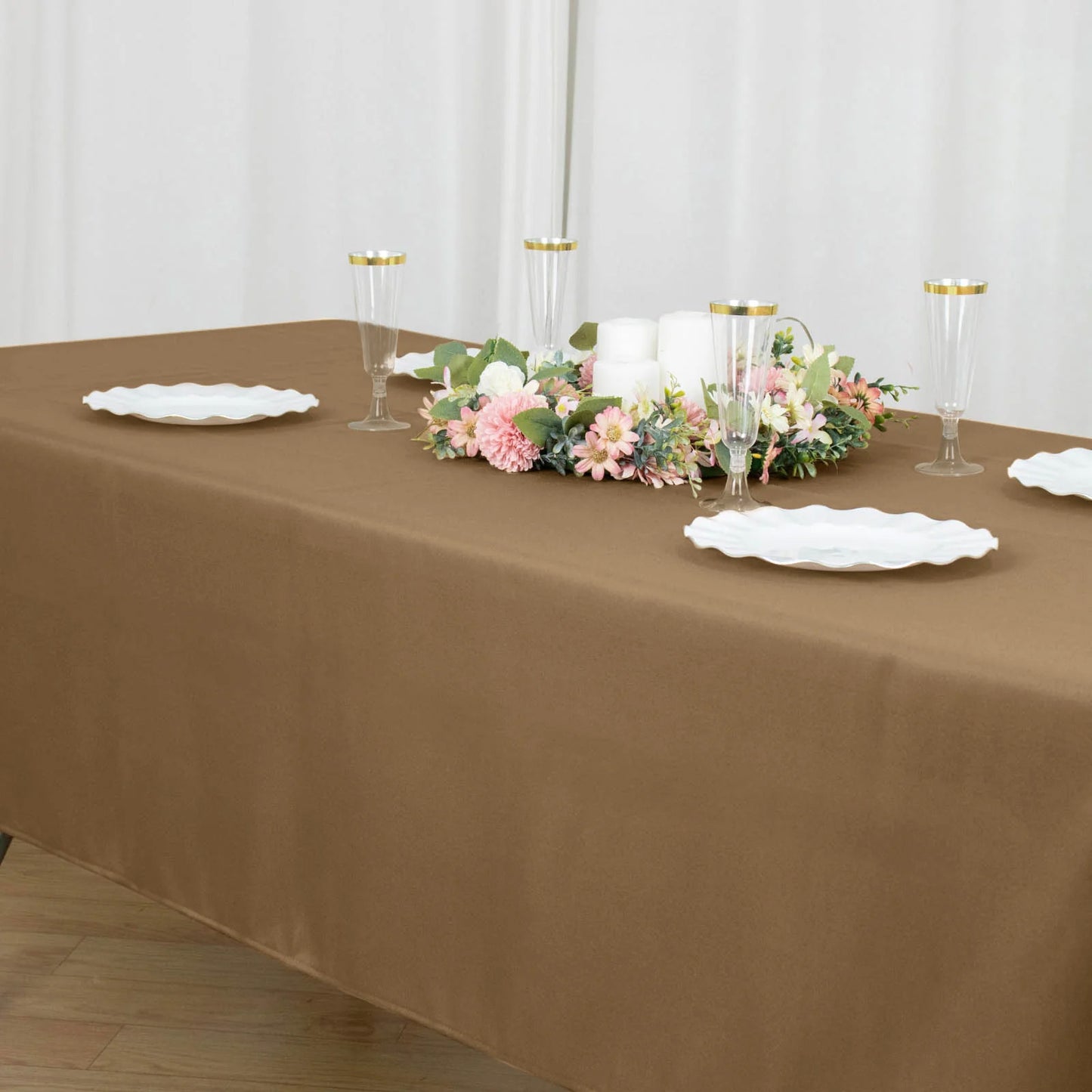 60"x102" Taupe Polyester Rectangular Tablecloth