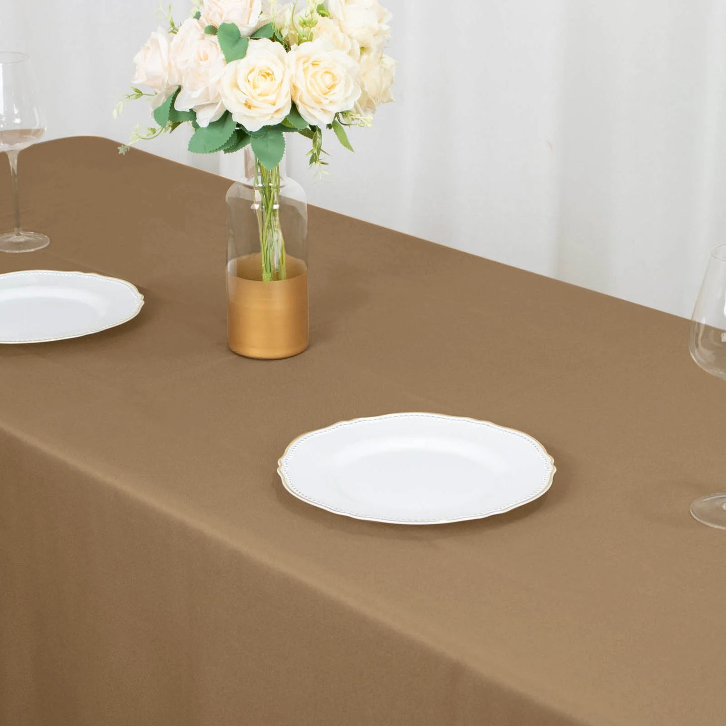 60"x102" Taupe Polyester Rectangular Tablecloth