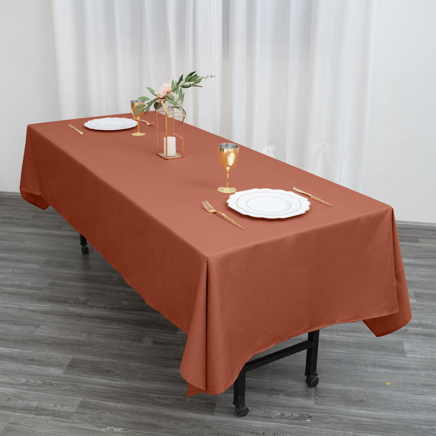 Polyester Tablecloth Terracotta 60X102 Inch Rectangle