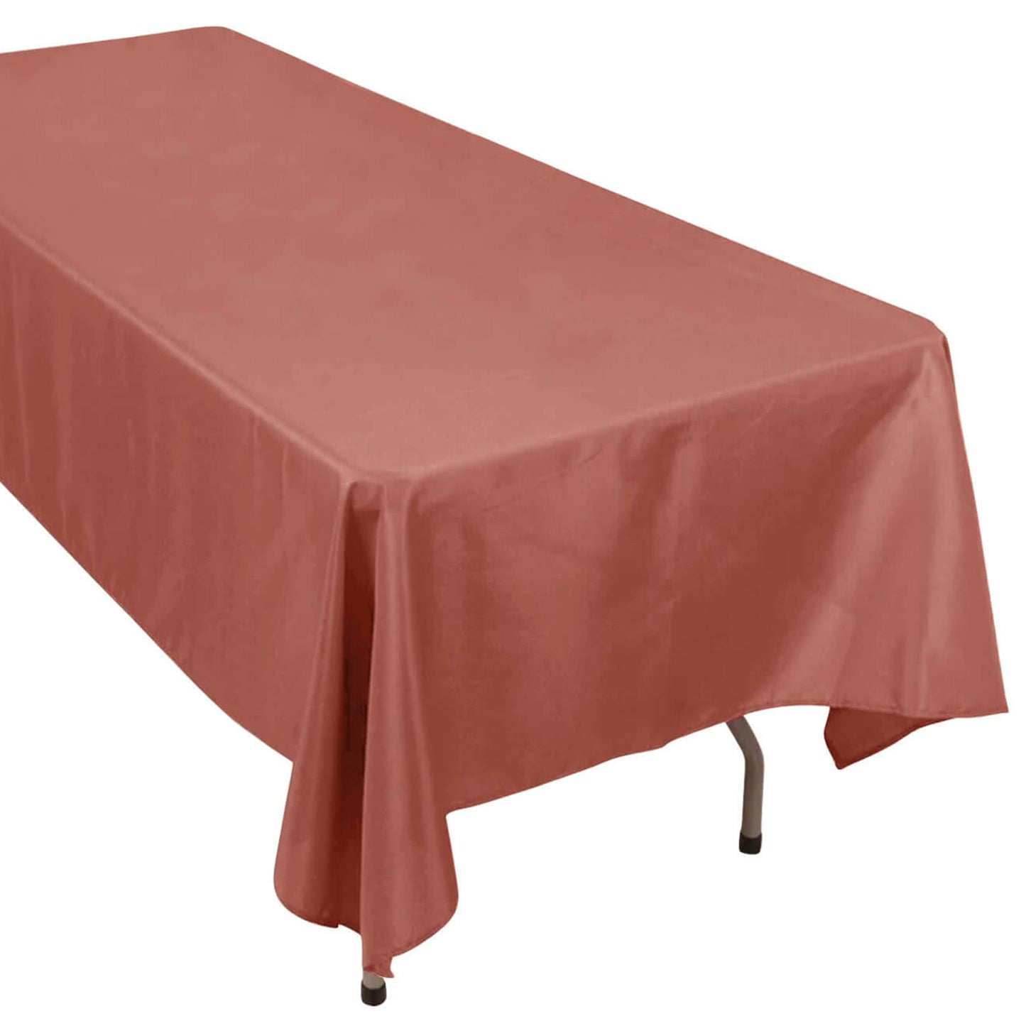 60x102inch Terracotta 200 GSM Seamless Premium Polyester Rectangular Tablecloth