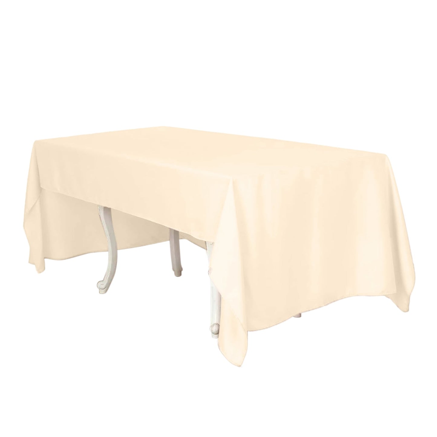 Beige Polyester Tablecloth Rectangular Shape Seamless 60 Inch x 126 Inch