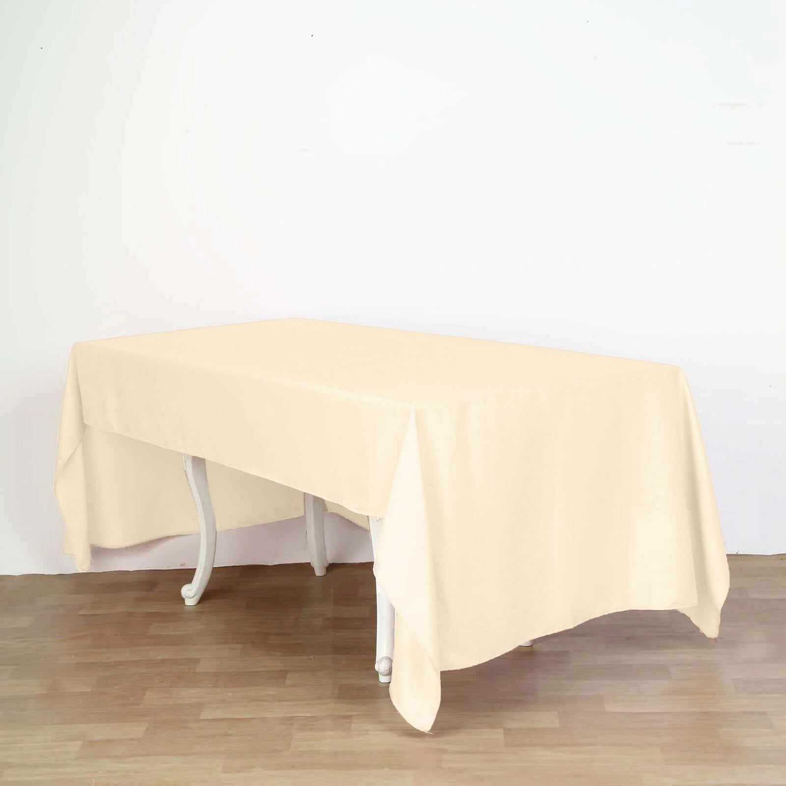 Rectangular Tablecloth In Beige Polyester Seamless Design 60 Inch x 126 Inch