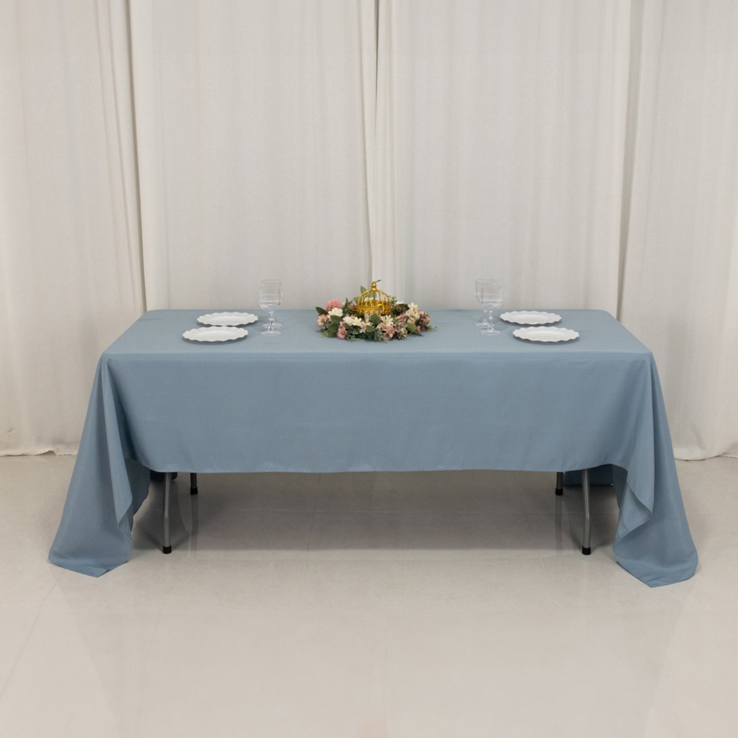 60"x126" Dusty Blue Premium Polyester Rectangular Tablecloth - 220GSM