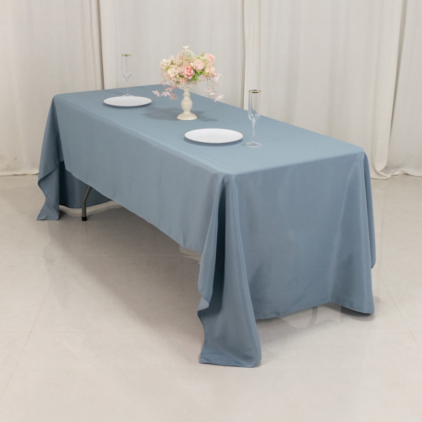 60"x126" Dusty Blue Premium Polyester Rectangular Tablecloth - 220GSM