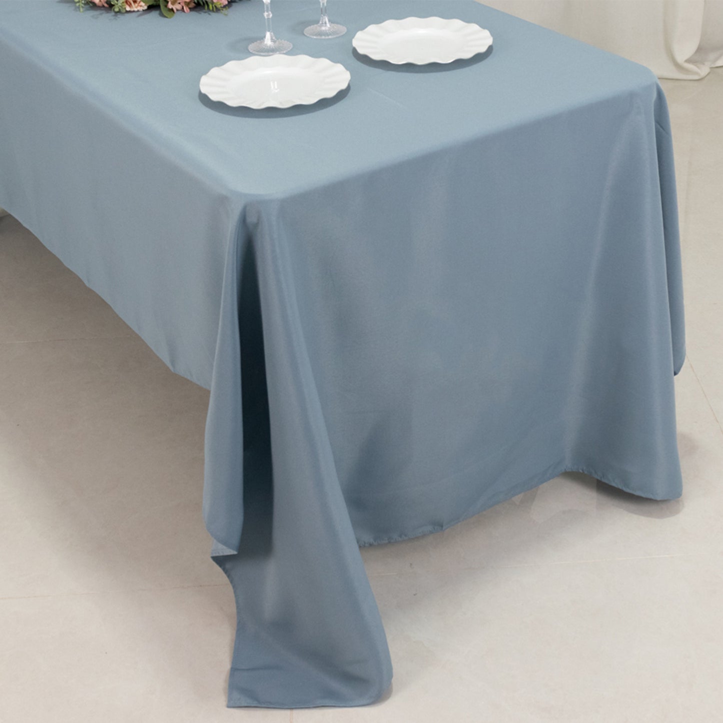 60"x126" Dusty Blue Premium Polyester Rectangular Tablecloth - 220GSM
