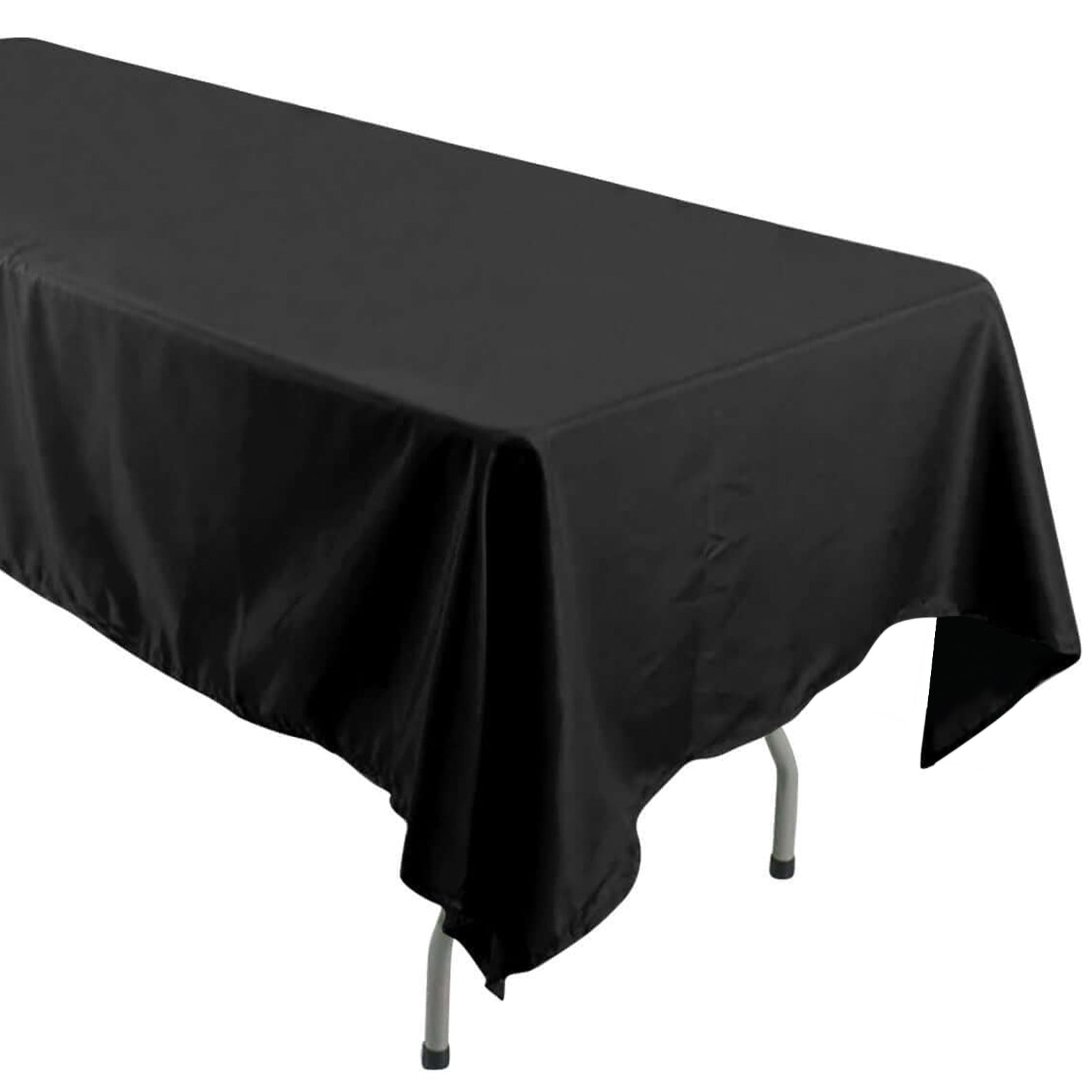 Polyester Rectangular 60 Inch x 126 Inch Black Seamless Tablecloth