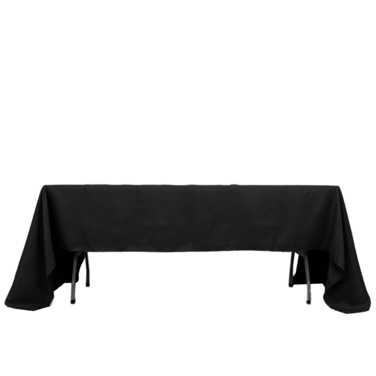 60"x126" Black 220GSM Premium Polyester Rectangular Tablecloth