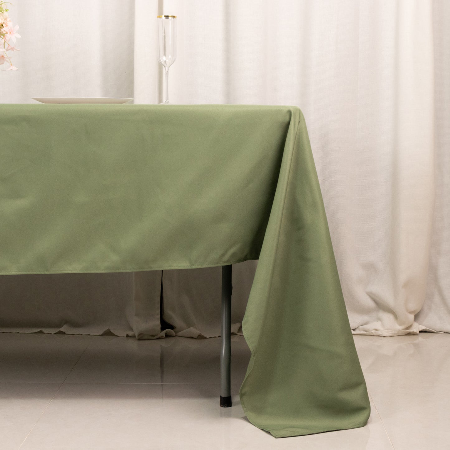 60"x126" Dusty Sage Green Premium Polyester Rectangular Tablecloth - 220GSM