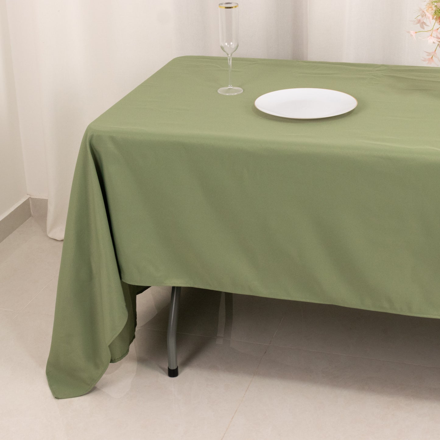 60"x126" Dusty Sage Green Premium Polyester Rectangular Tablecloth - 220GSM