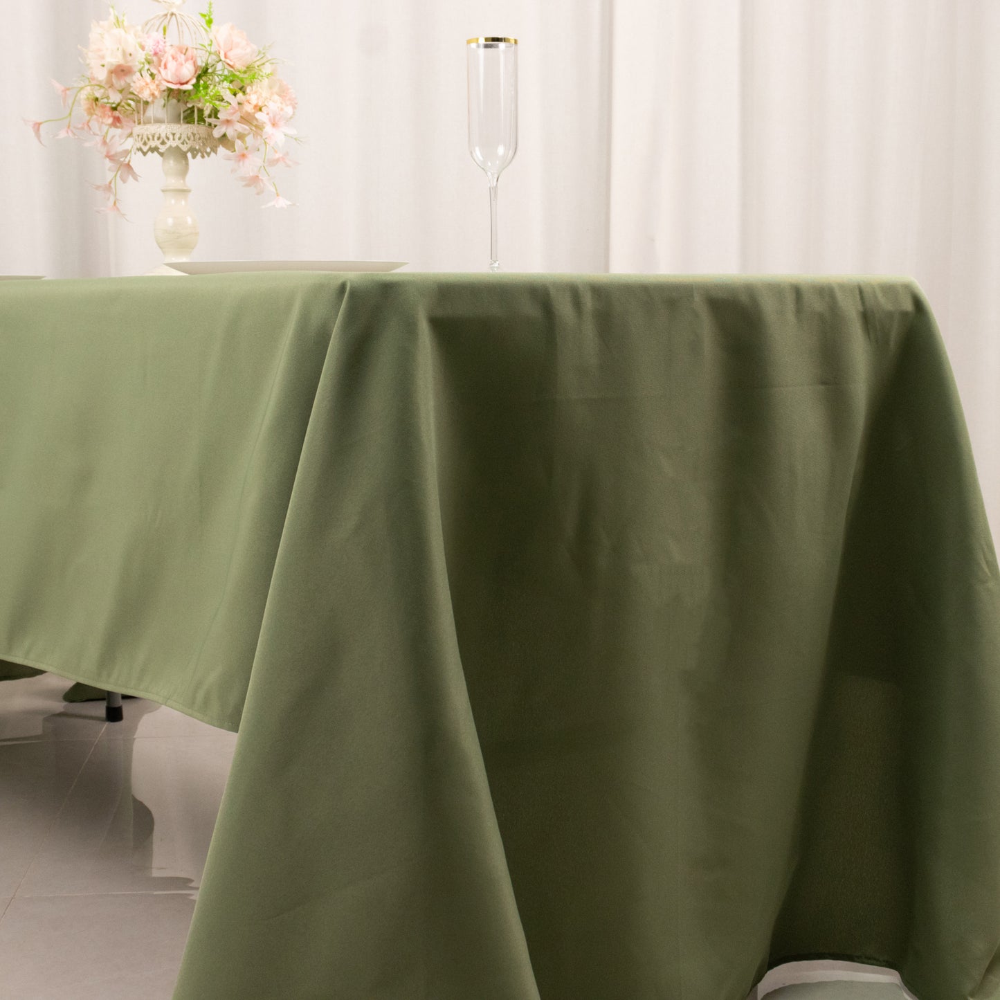 60"x126" Dusty Sage Green Premium Polyester Rectangular Tablecloth - 220GSM