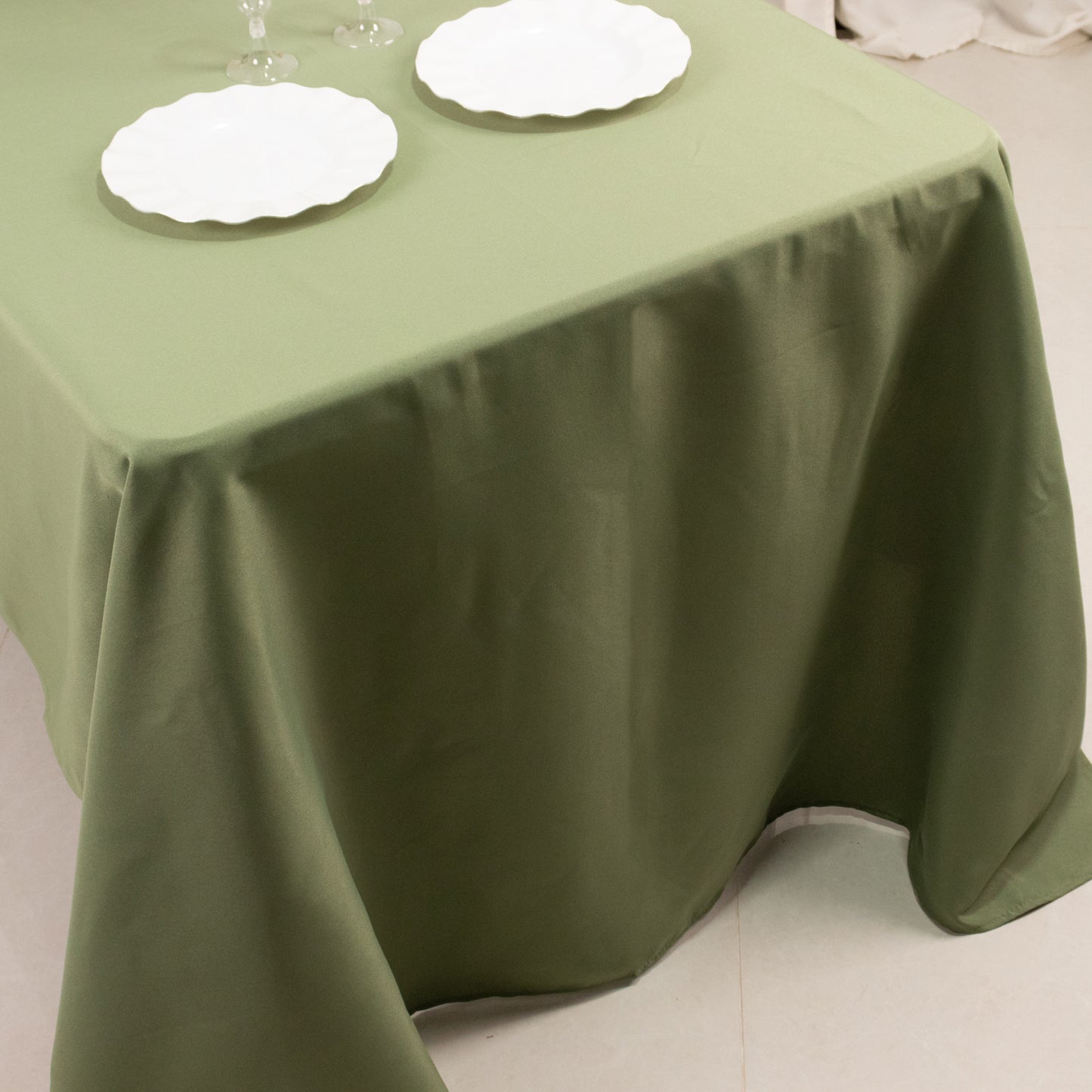 60"x126" Dusty Sage Green Premium Polyester Rectangular Tablecloth - 220GSM