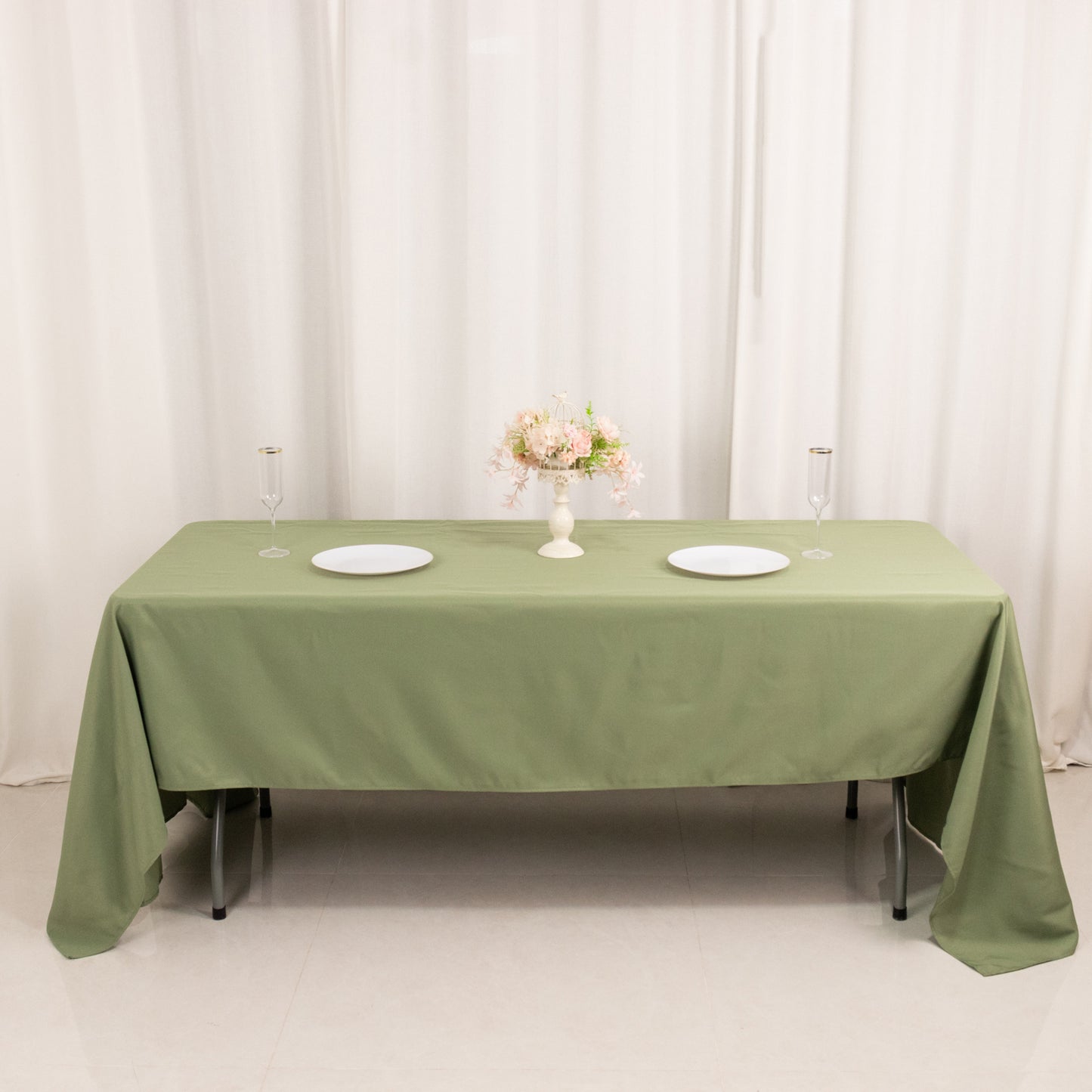 60"x126" Dusty Sage Green Premium Polyester Rectangular Tablecloth - 220GSM