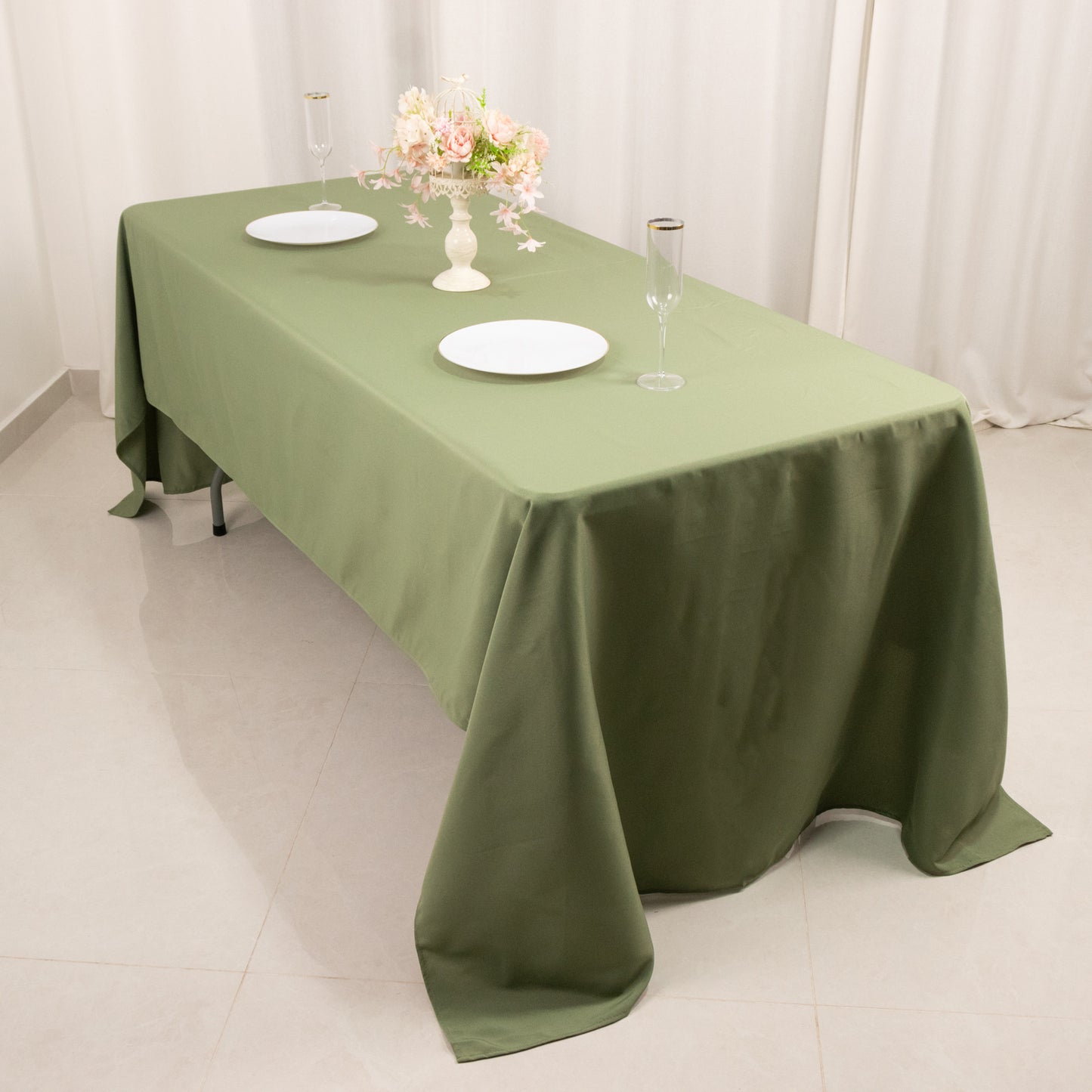 60"x126" Dusty Sage Green Premium Polyester Rectangular Tablecloth - 220GSM