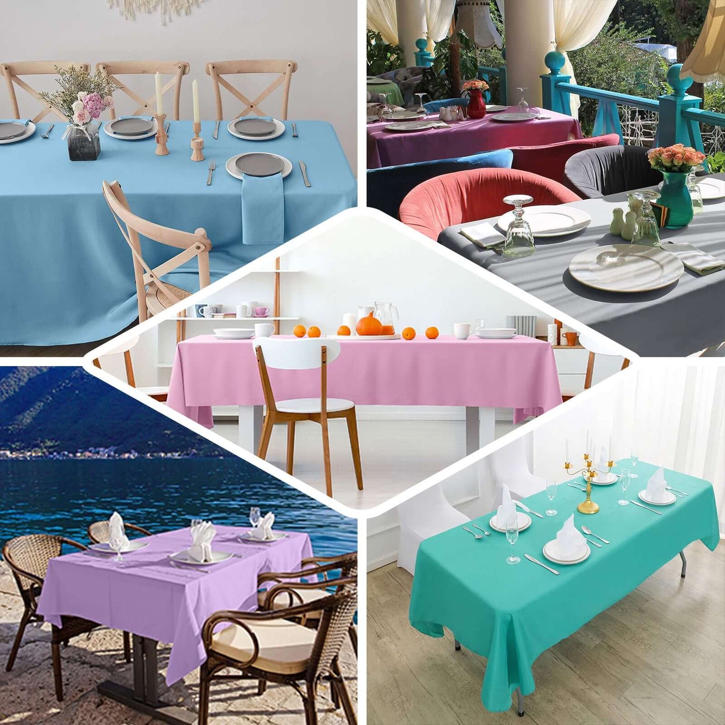 60"x126" Silver Premium Polyester Rectangular Tablecloth - 220GSM