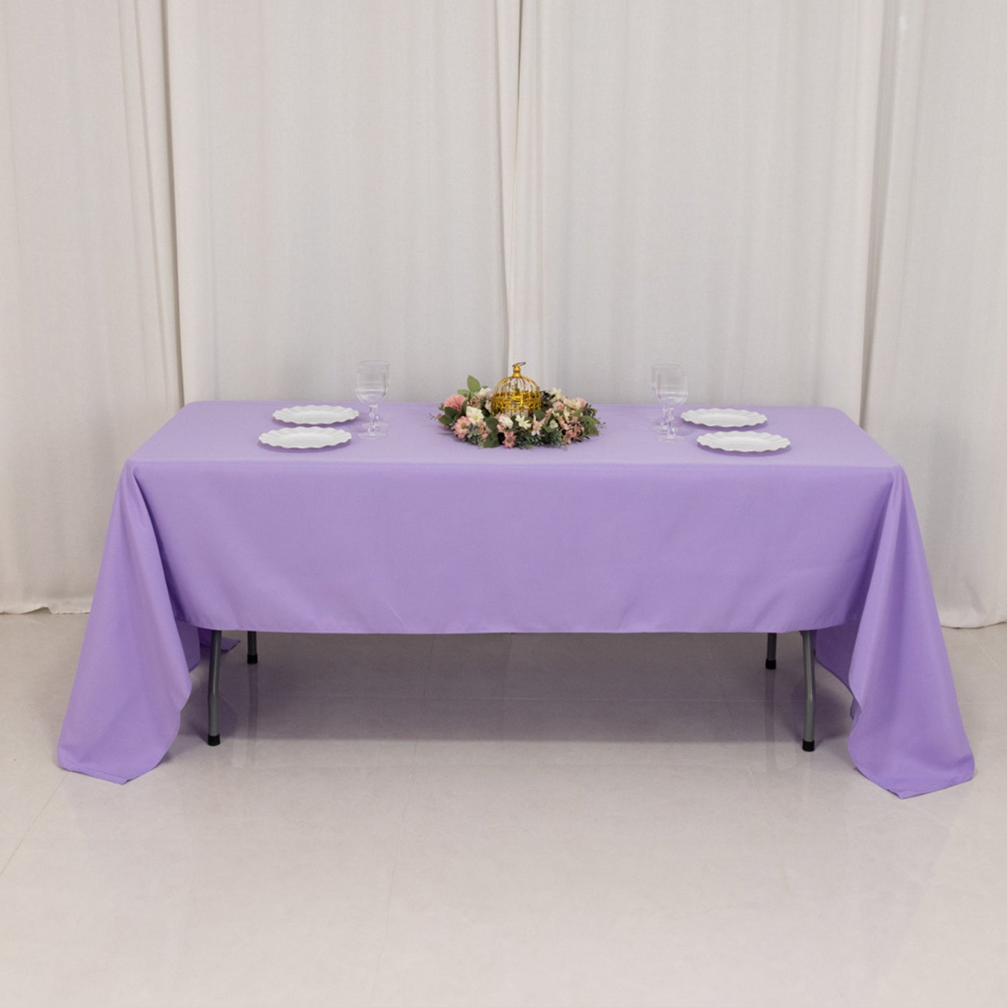 60"x126" Lavender Lilac Premium Polyester Rectangular Tablecloth - 220GSM