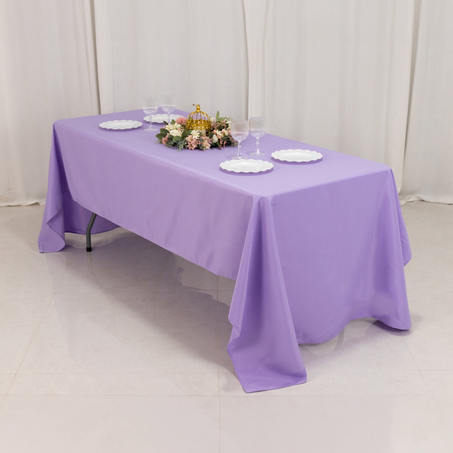 60"x126" Lavender Lilac Premium Polyester Rectangular Tablecloth - 220GSM