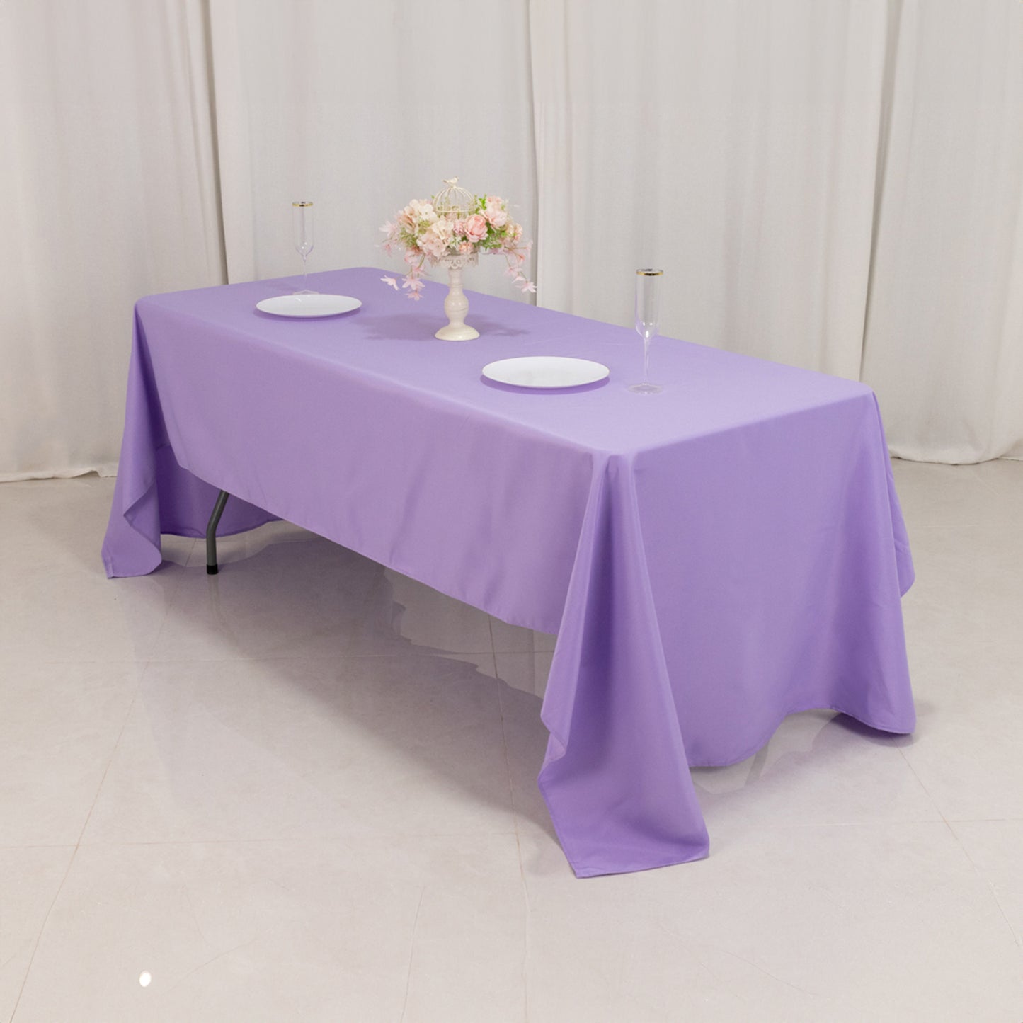 60"x126" Lavender Lilac Premium Polyester Rectangular Tablecloth - 220GSM