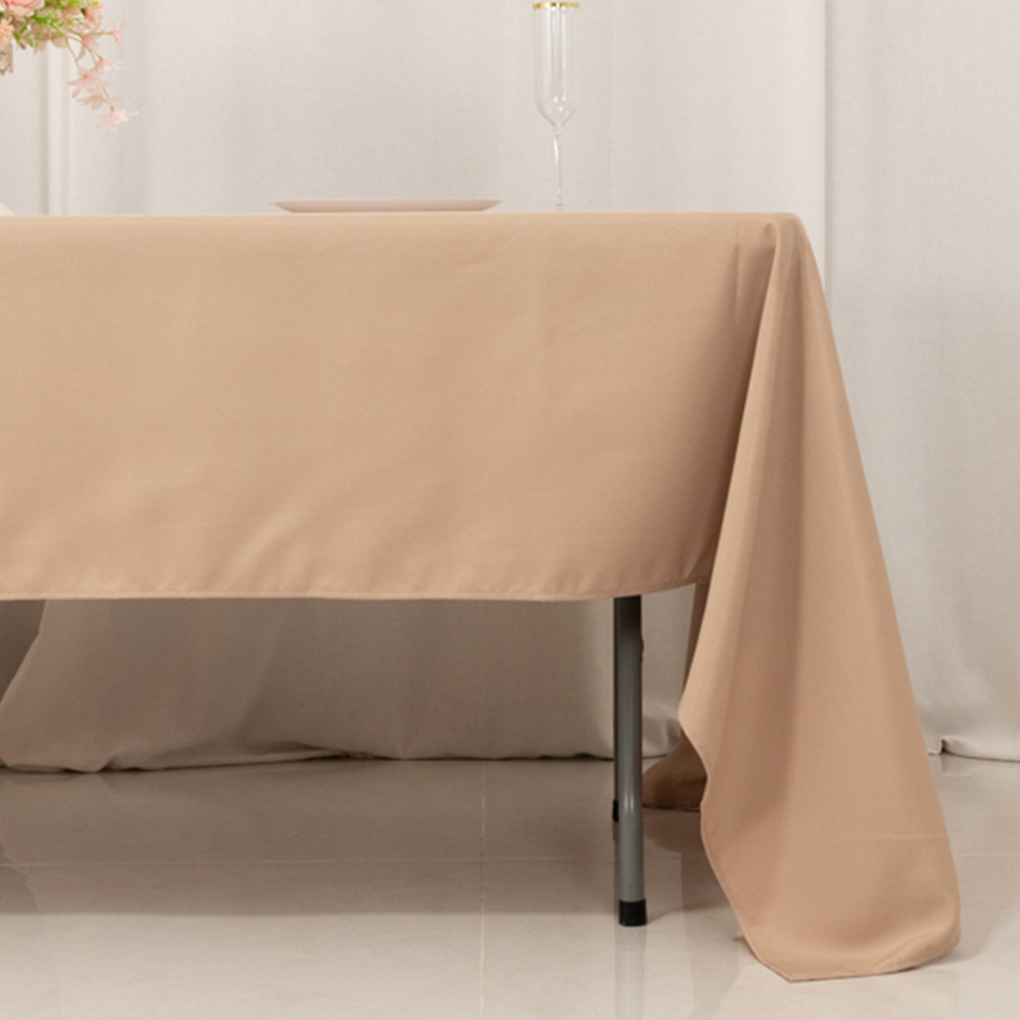 60"x126" Nude Premium Polyester Rectangular Tablecloth - 220GSM