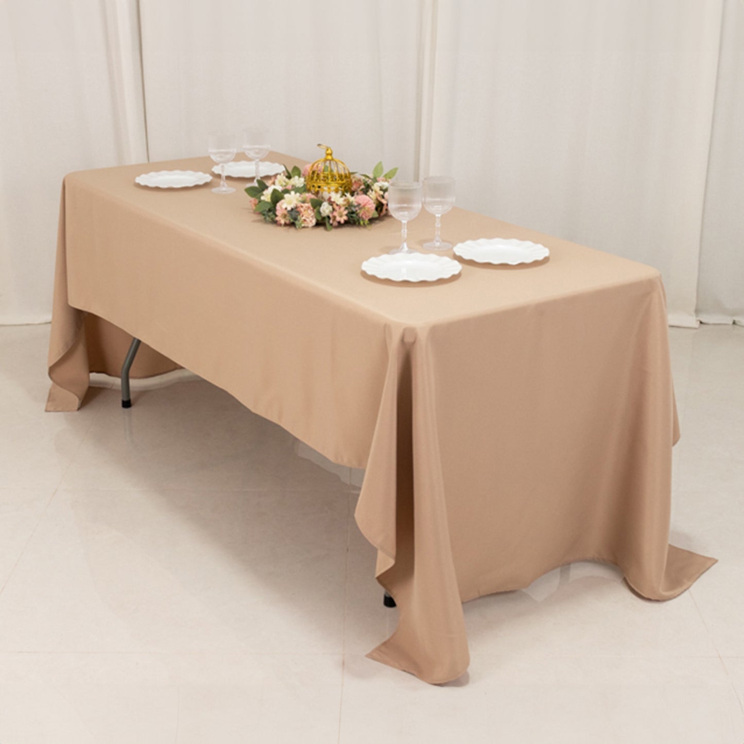 60"x126" Nude Premium Polyester Rectangular Tablecloth - 220GSM