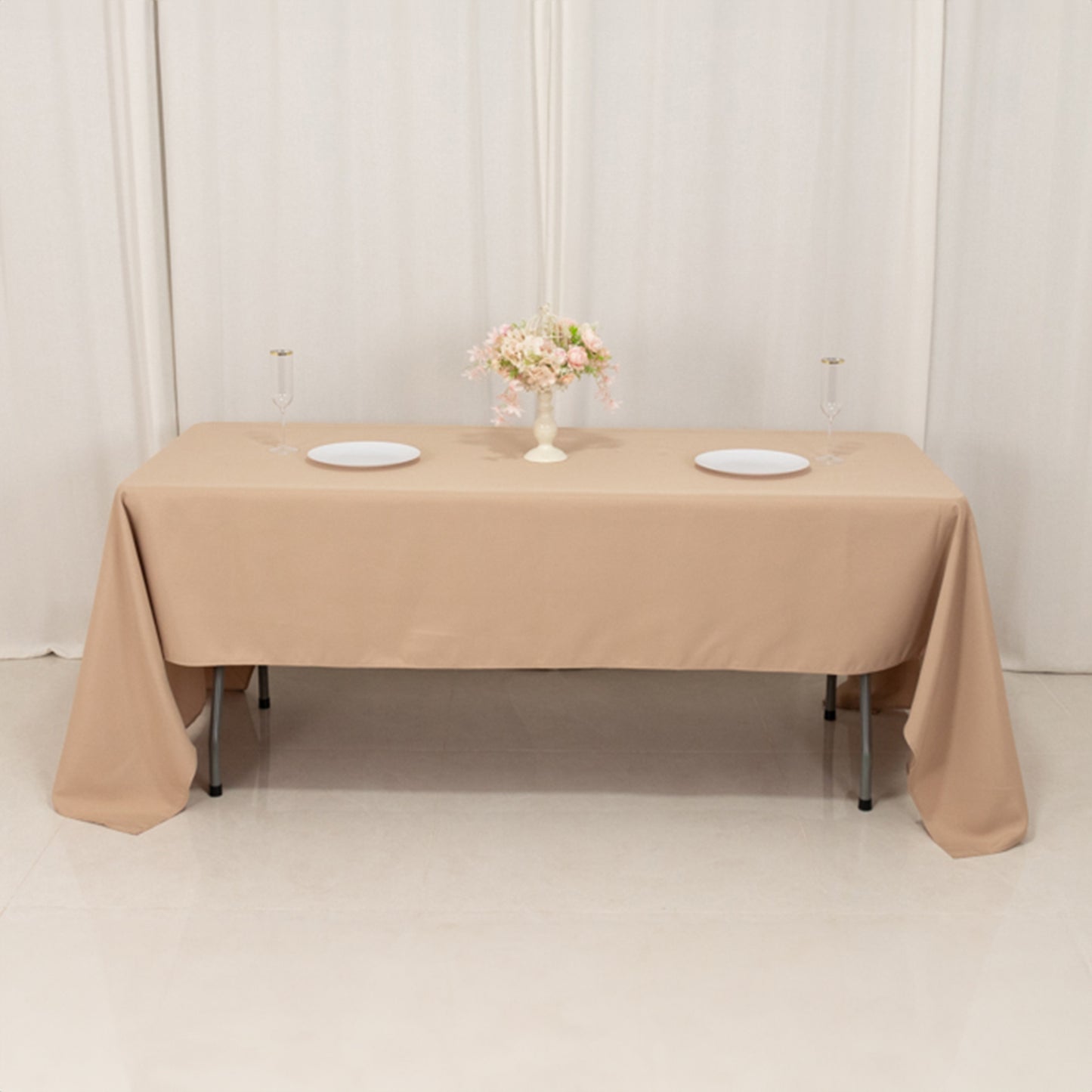 60"x126" Nude Premium Polyester Rectangular Tablecloth - 220GSM