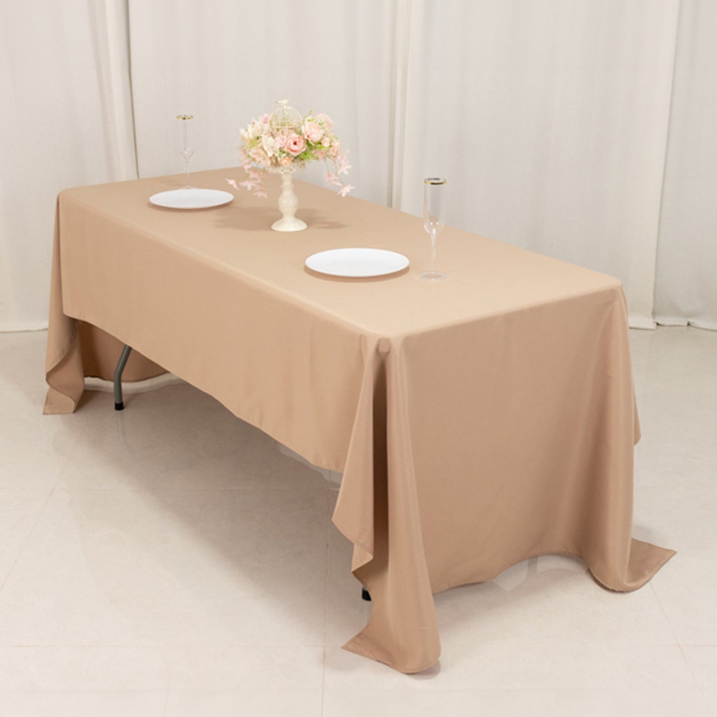 60"x126" Nude Premium Polyester Rectangular Tablecloth - 220GSM