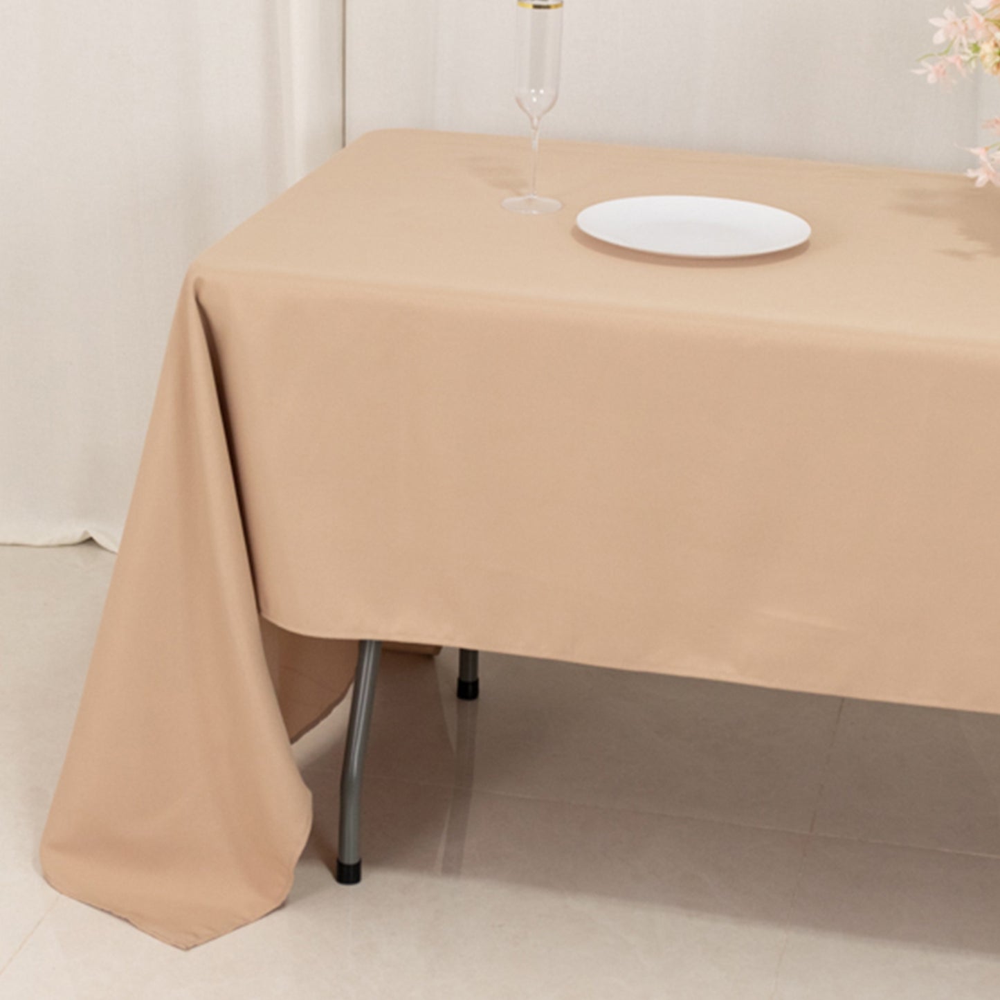 60"x126" Nude Premium Polyester Rectangular Tablecloth - 220GSM