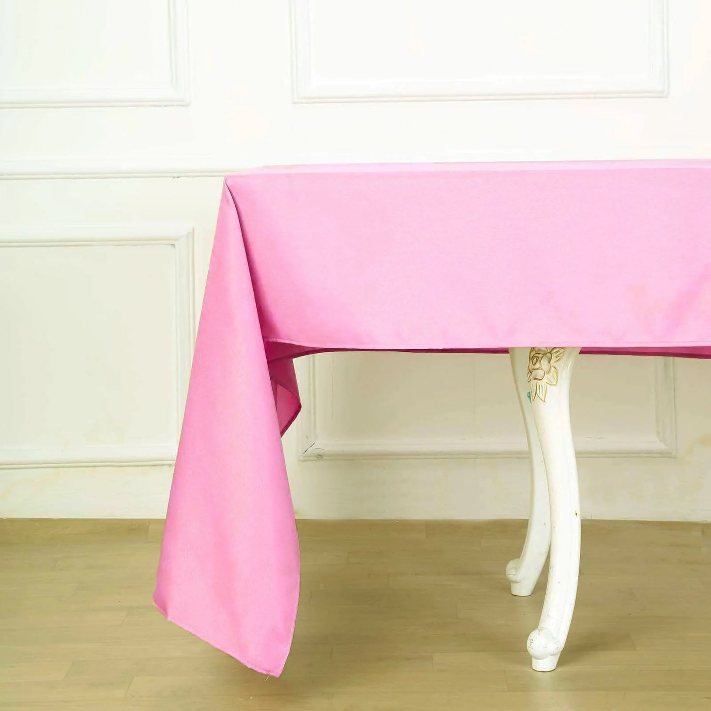 60"x126" Pink Polyester Rectangular Tablecloth