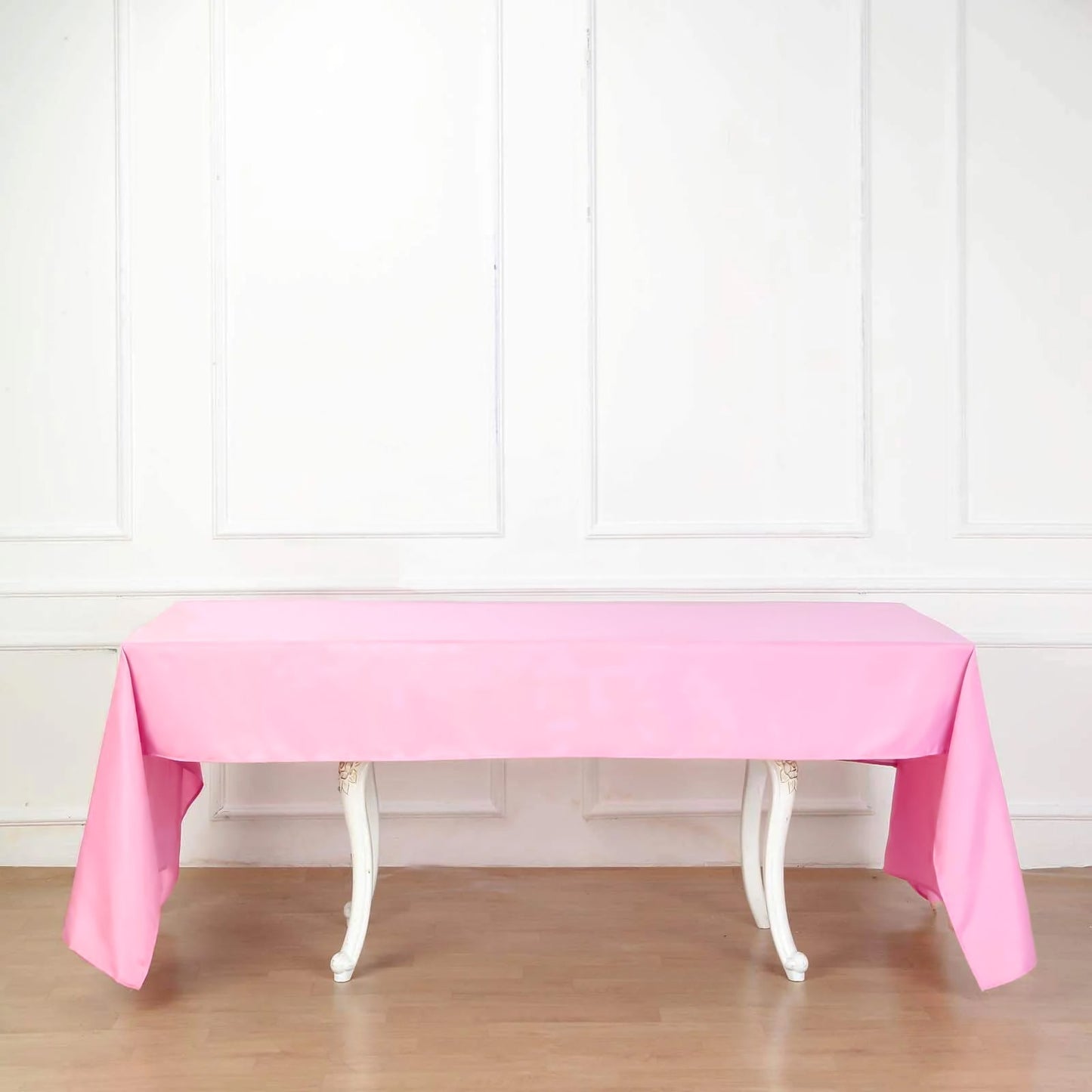 60"x126" Pink Polyester Rectangular Tablecloth