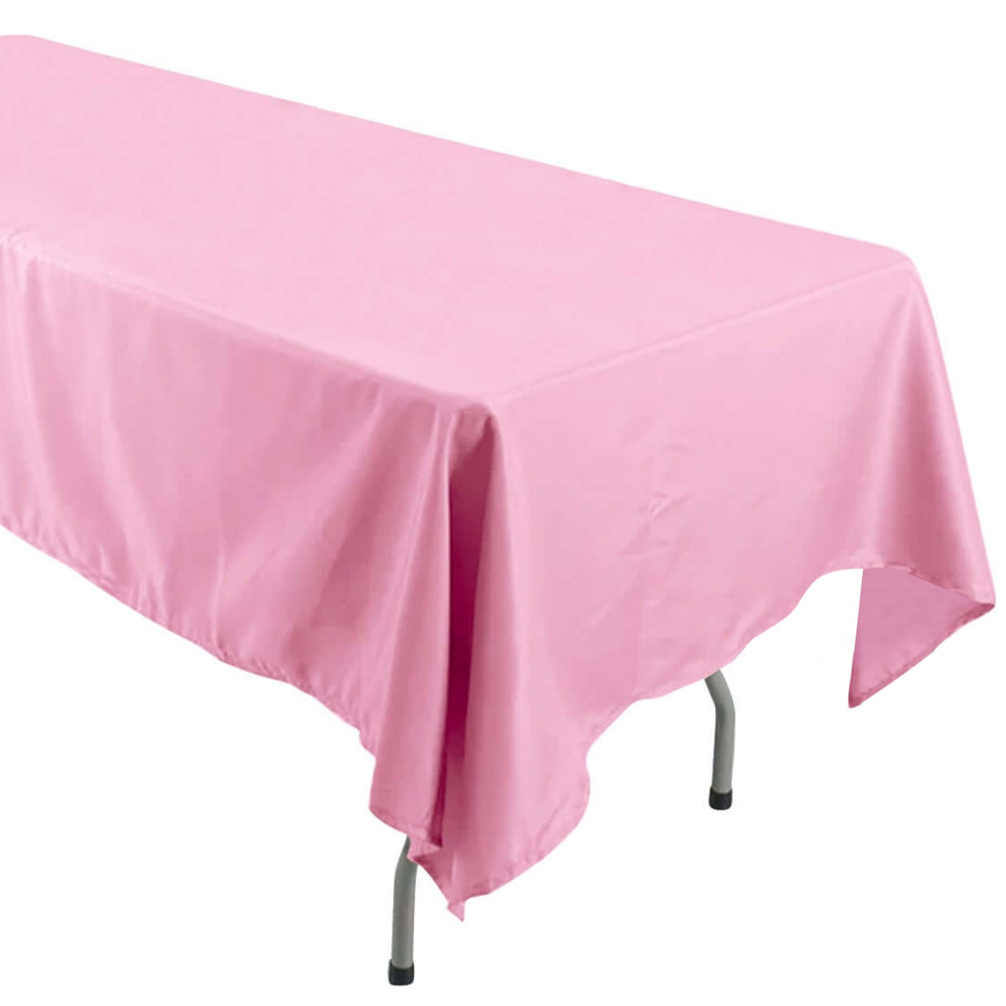 60"x126" Pink Polyester Rectangular Tablecloth