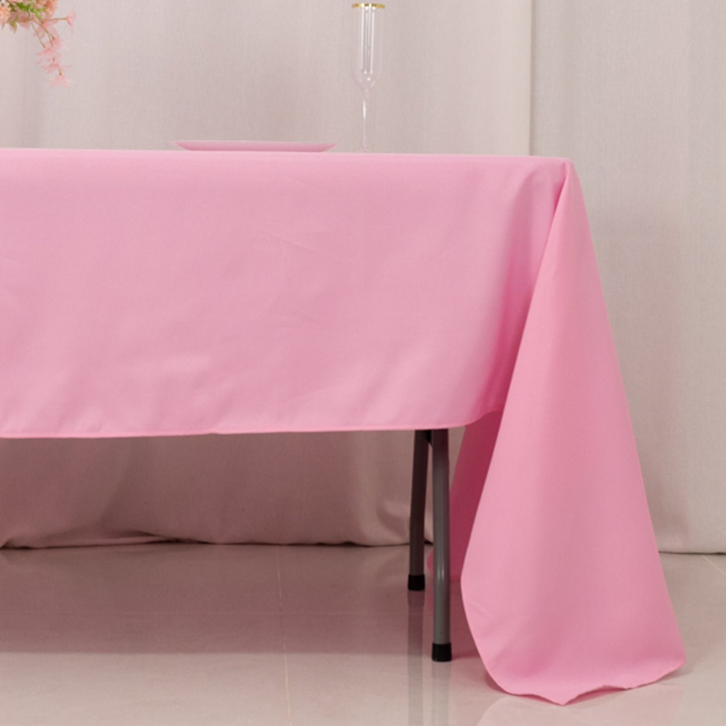 60"x126" Pink Premium Polyester Rectangular Tablecloth - 220GSM