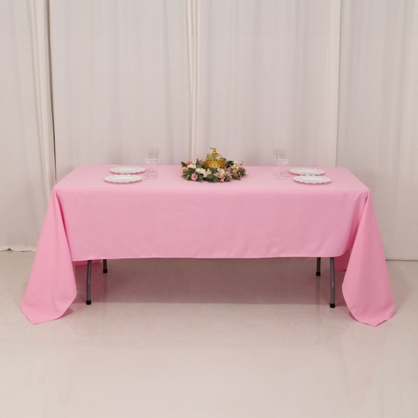 60"x126" Pink Premium Polyester Rectangular Tablecloth - 220GSM