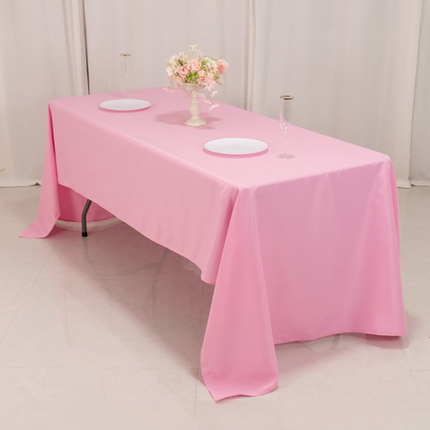 60"x126" Pink Premium Polyester Rectangular Tablecloth - 220GSM