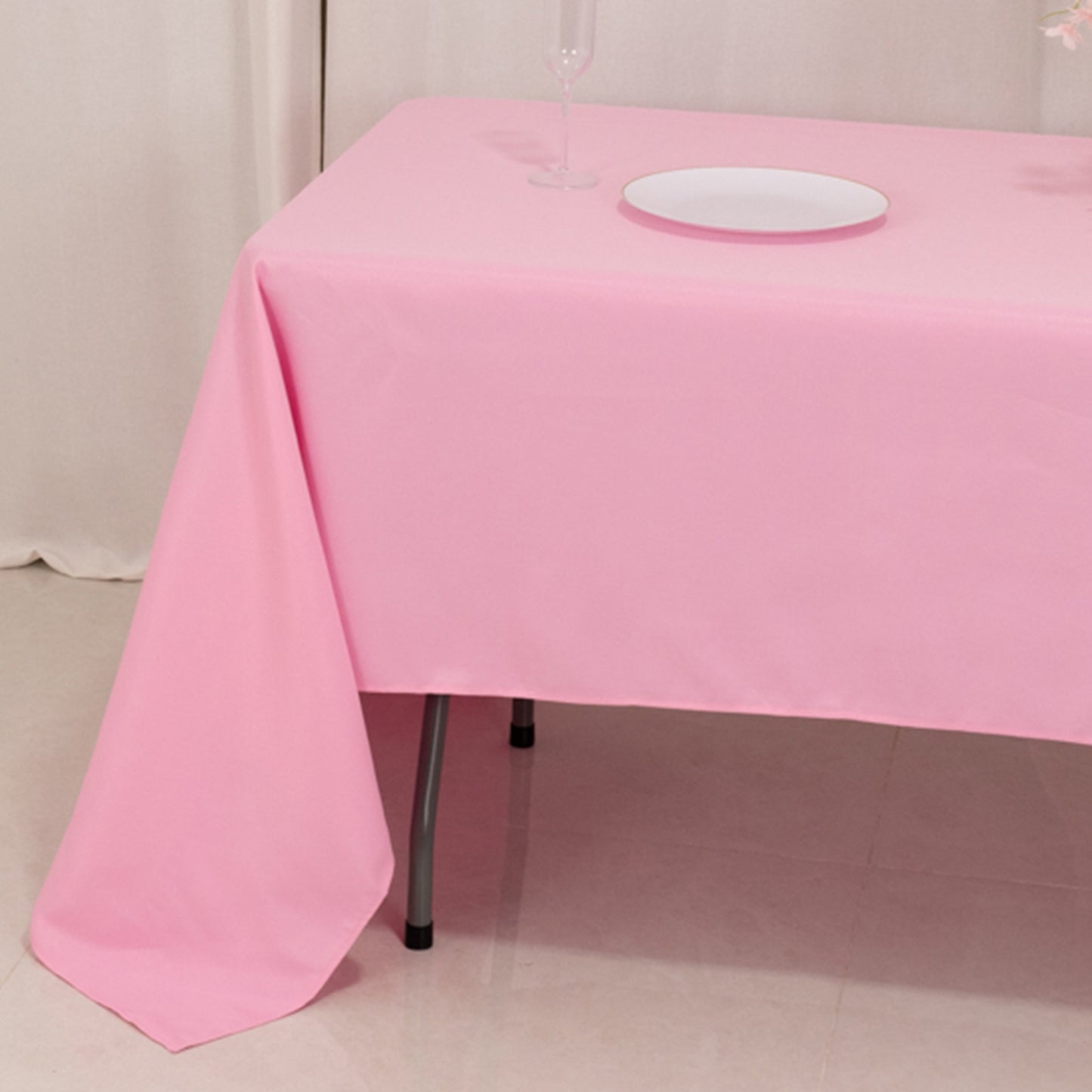 60"x126" Pink Premium Polyester Rectangular Tablecloth - 220GSM