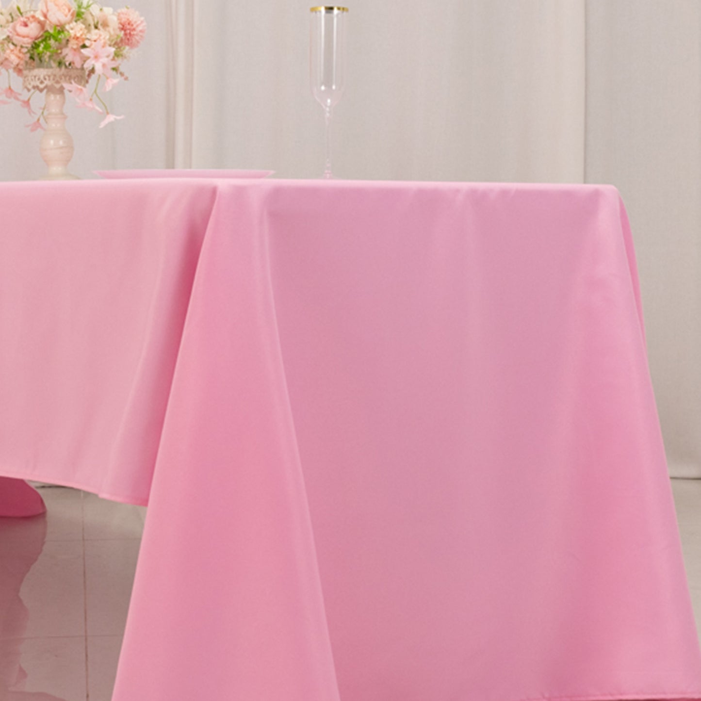 60"x126" Pink Premium Polyester Rectangular Tablecloth - 220GSM