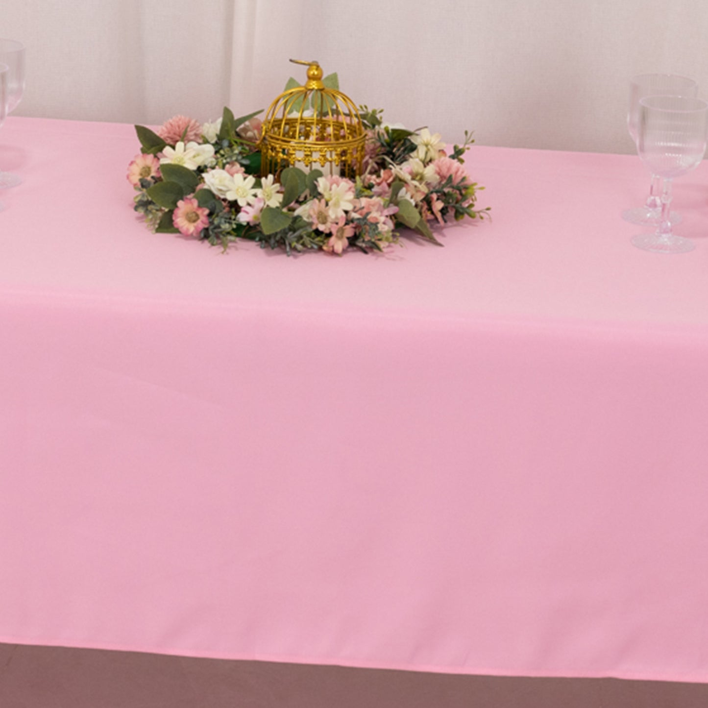 60"x126" Pink Premium Polyester Rectangular Tablecloth - 220GSM