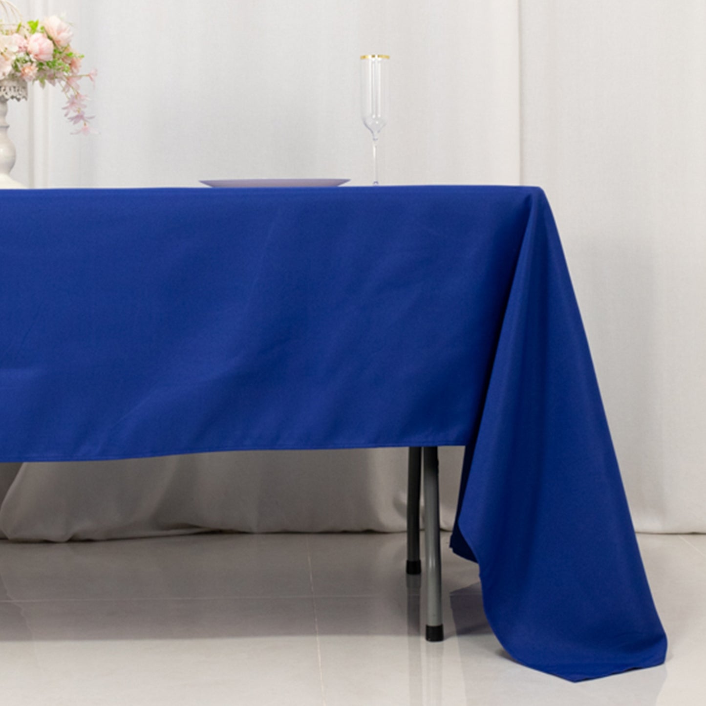 60"x126" Royal Blue Premium Polyester Rectangular Tablecloth - 220GSM