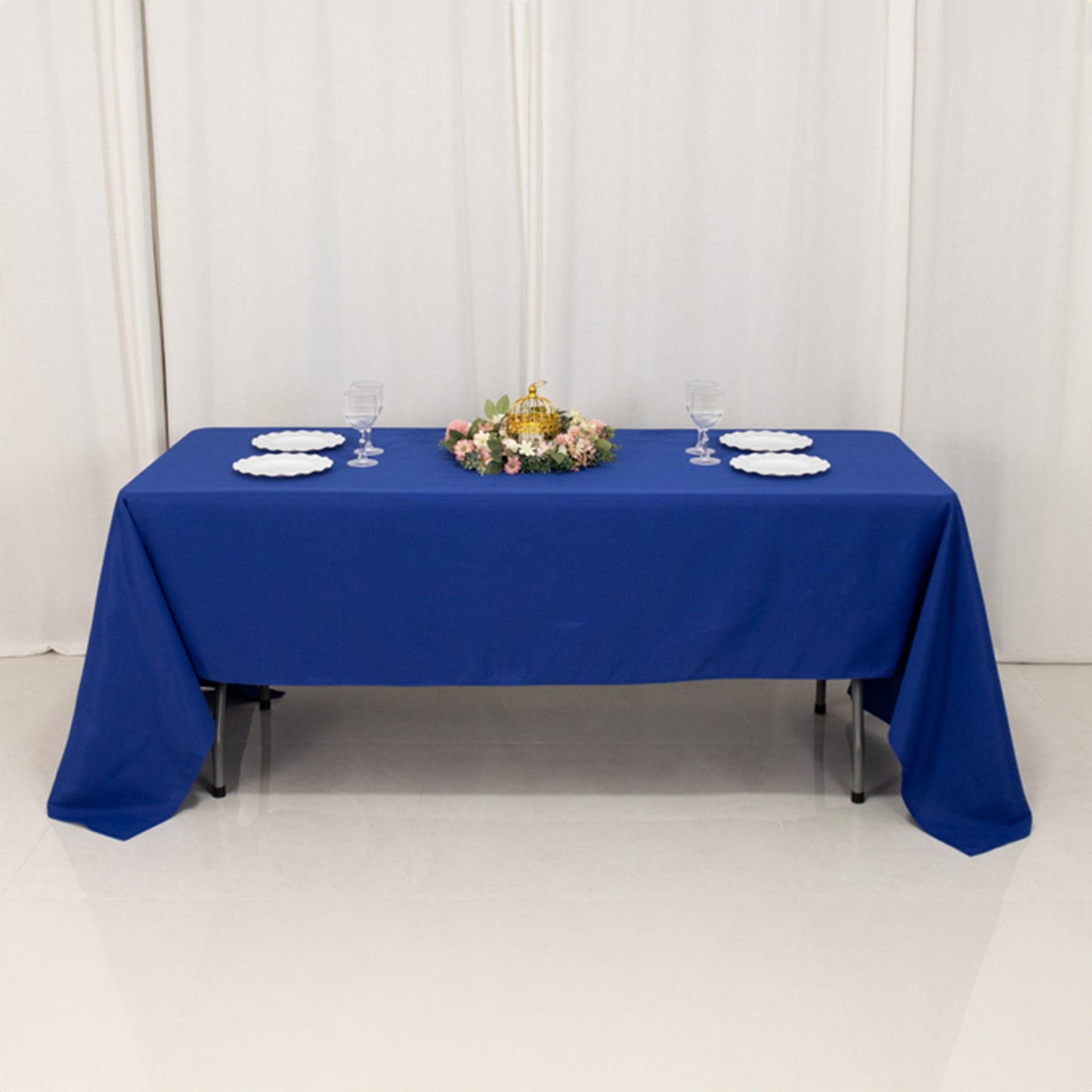 60"x126" Royal Blue Premium Polyester Rectangular Tablecloth - 220GSM