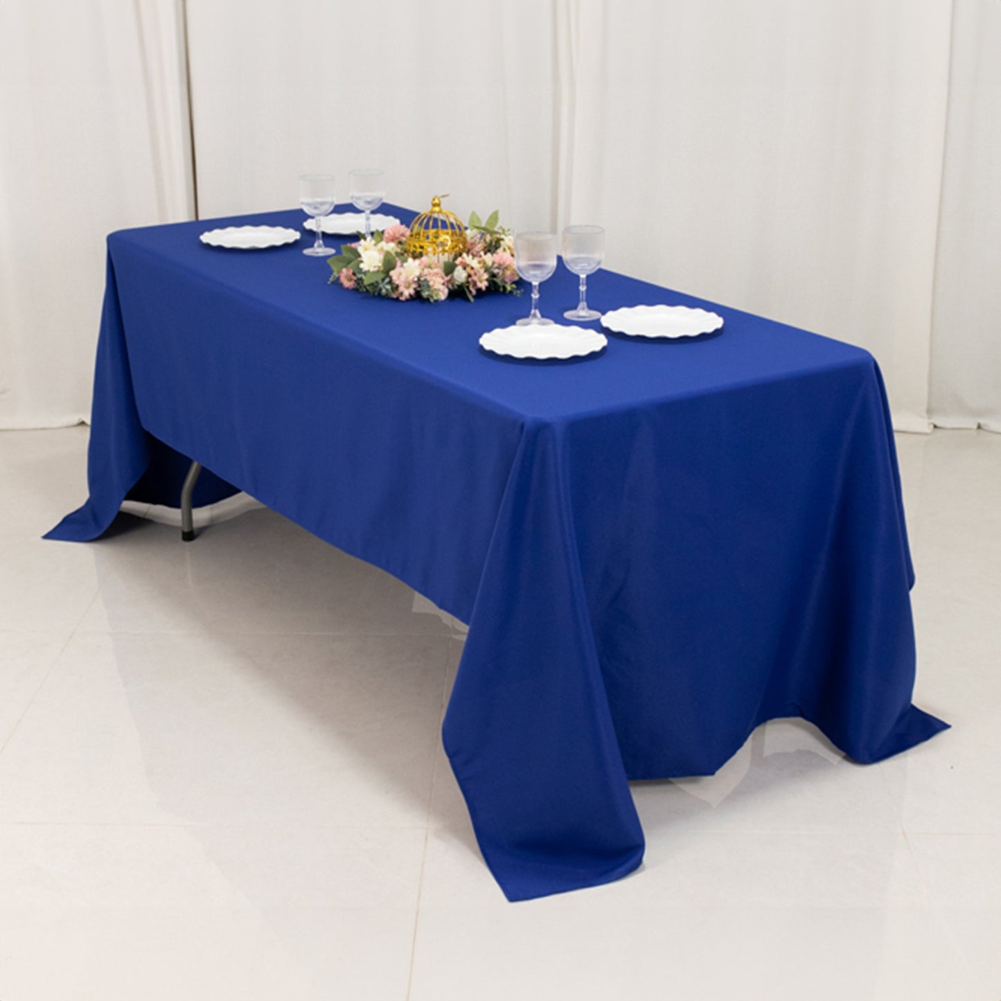 60"x126" Royal Blue Premium Polyester Rectangular Tablecloth - 220GSM