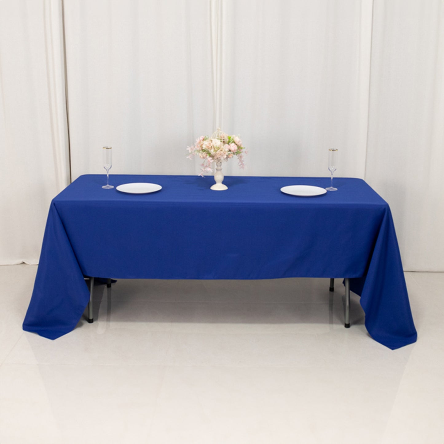 60"x126" Royal Blue Premium Polyester Rectangular Tablecloth - 220GSM