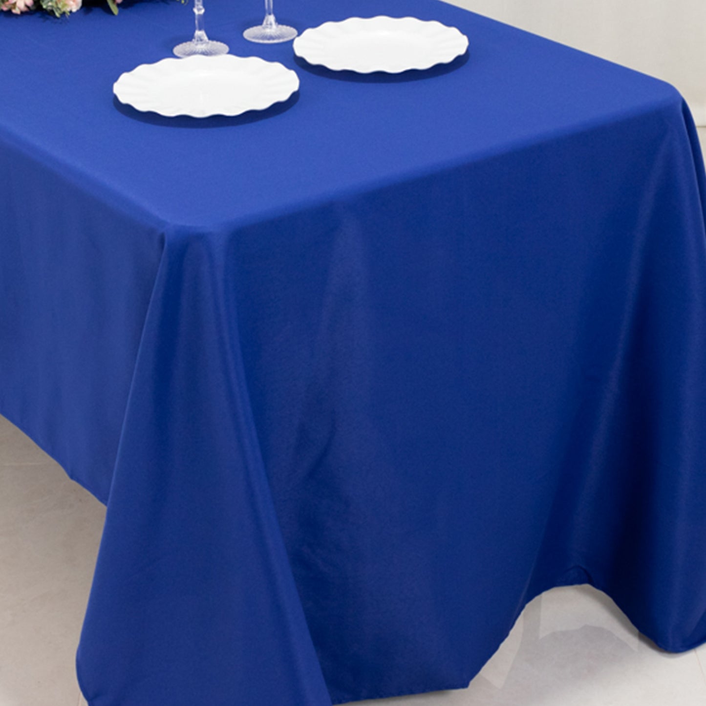 60"x126" Royal Blue Premium Polyester Rectangular Tablecloth - 220GSM