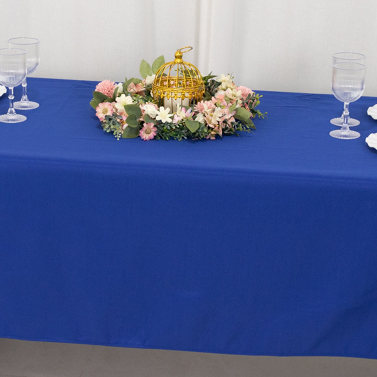 60"x126" Royal Blue Premium Polyester Rectangular Tablecloth - 220GSM