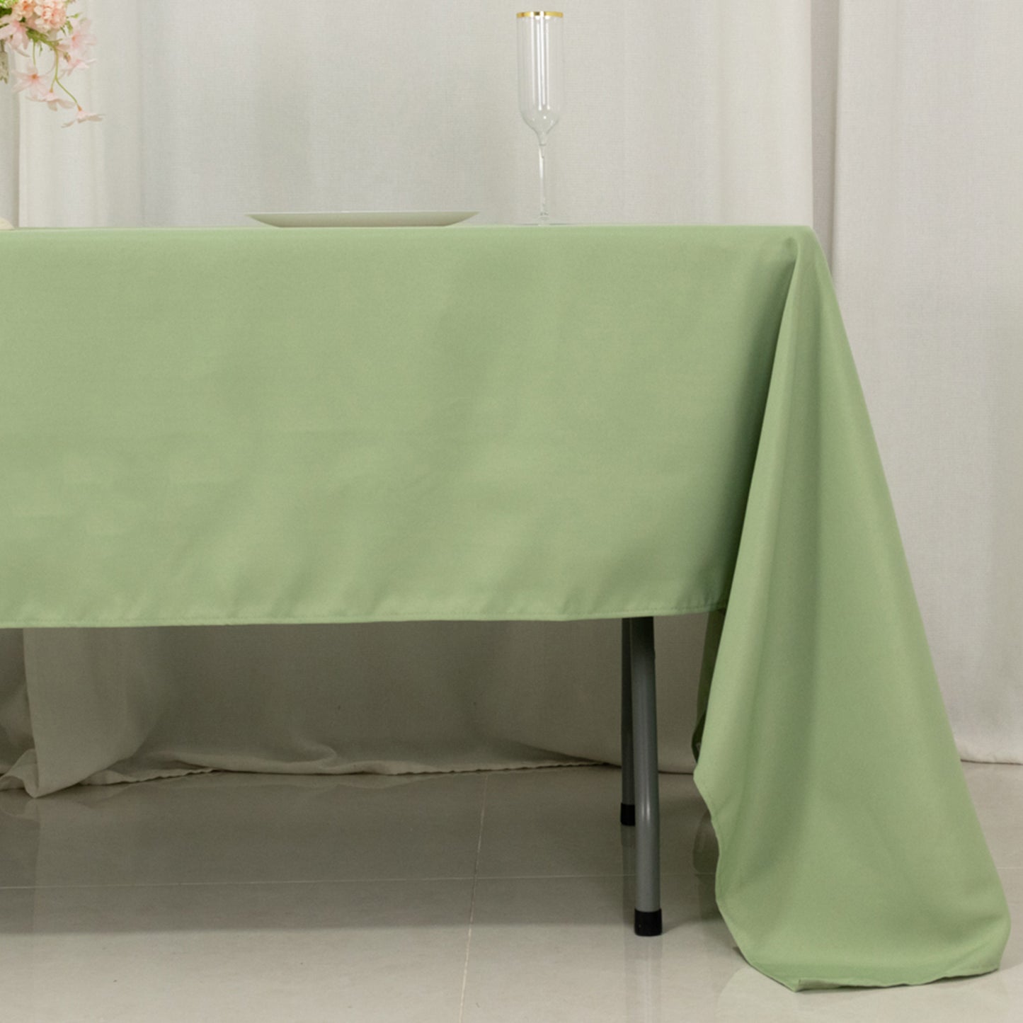 60"x126" Sage Green Premium Polyester Rectangular Tablecloth - 220GSM