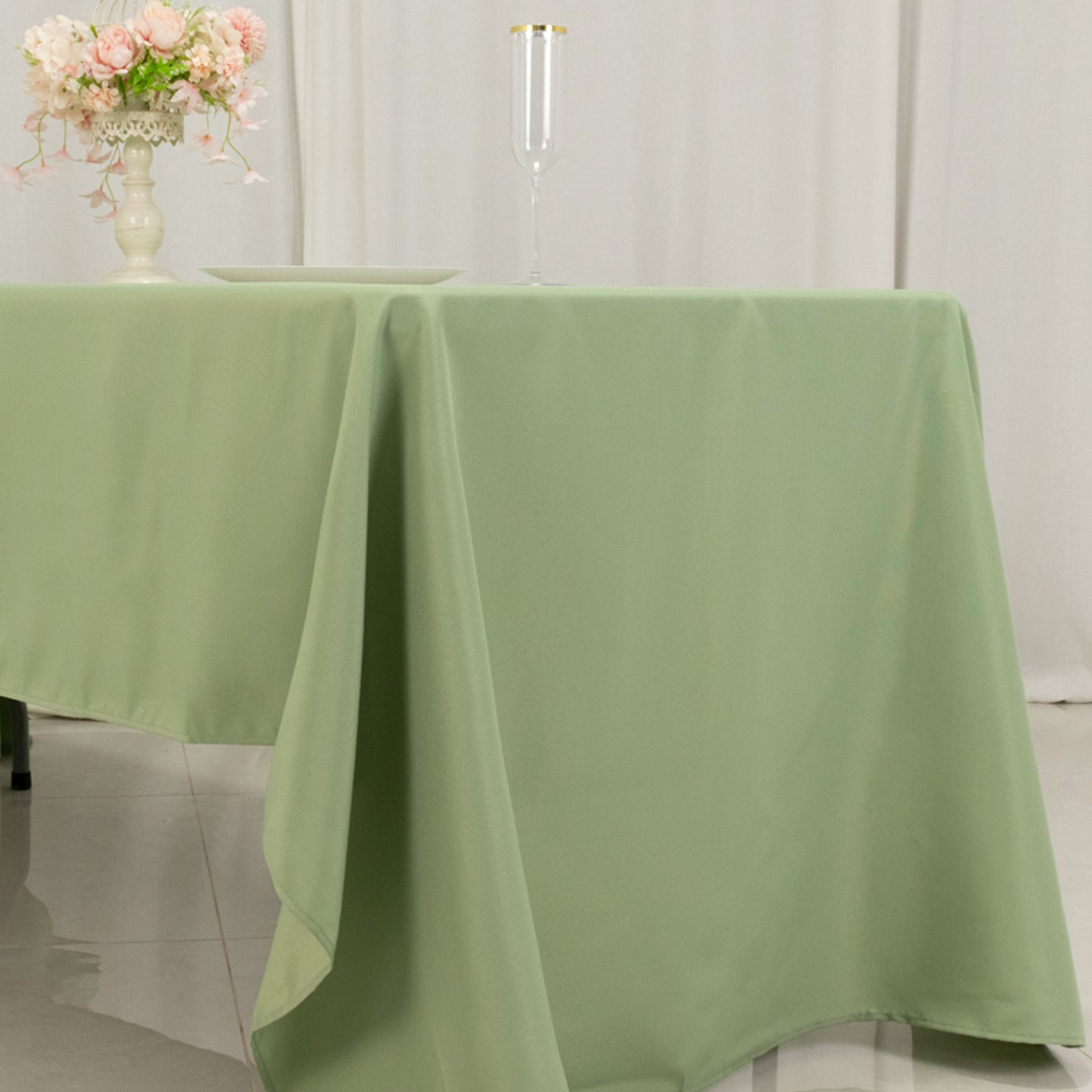 60"x126" Sage Green Premium Polyester Rectangular Tablecloth - 220GSM