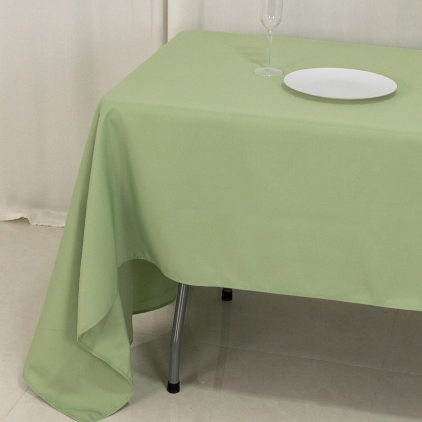 60"x126" Sage Green Premium Polyester Rectangular Tablecloth - 220GSM