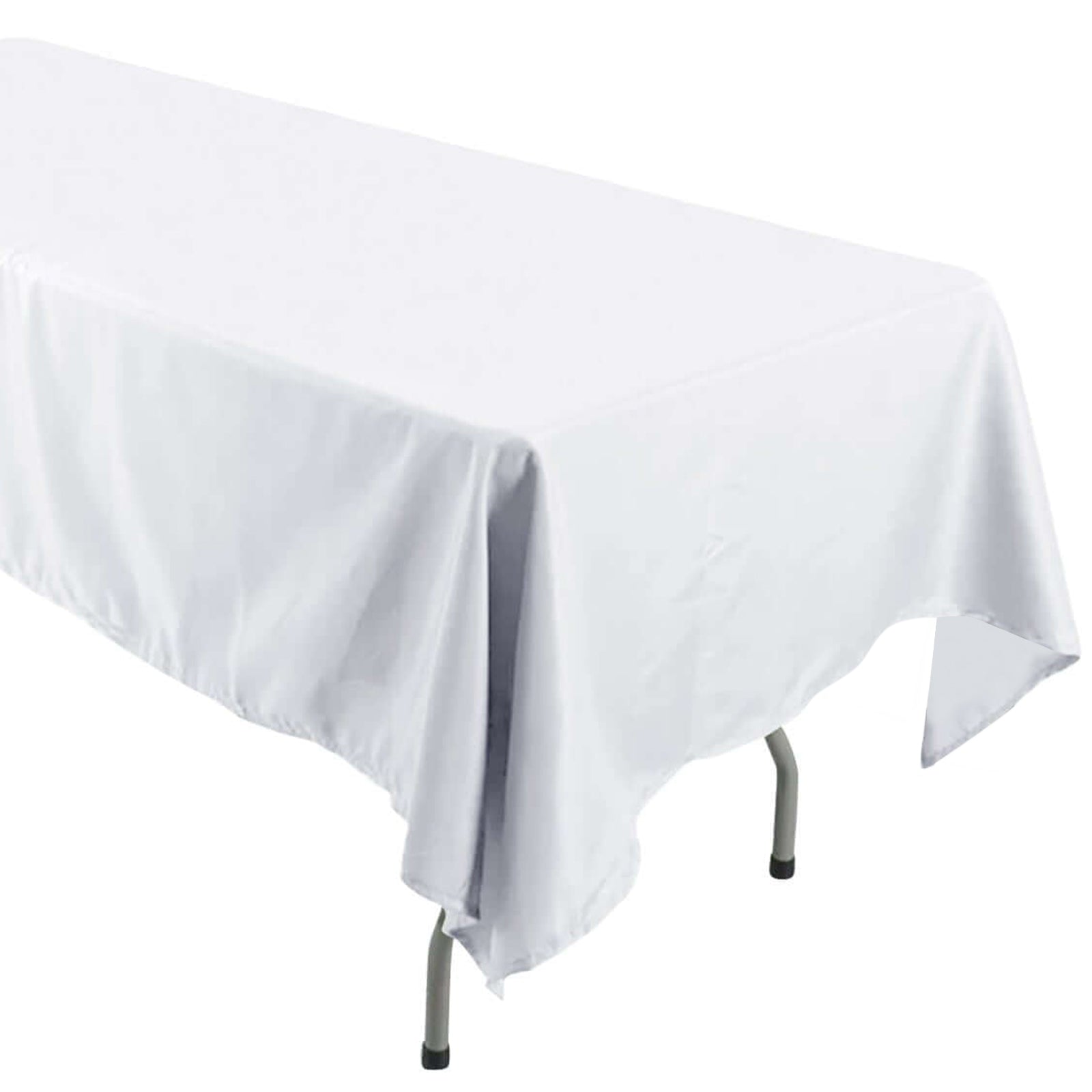 White 60 Inch x 126 Inch Rectangular Tablecloth In Polyester Seamless